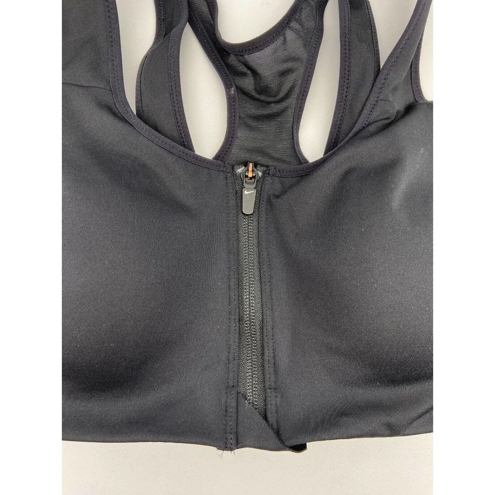 Nike‎ Dri-Fit Sports Bra Women’s Sz S Racerback Zip Up Padded Compression Black